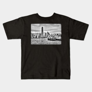 Star Ferry, Hong Kong, Black And White Kids T-Shirt